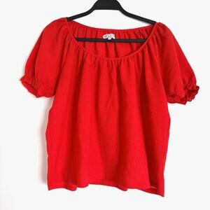 Madewell Texture & Thread Peasant Top Red Size Medium